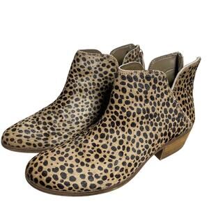 Michael By Michael Shannon Nadya Leopard Faux Calf Hair Zip Ankle Boots SZ 8